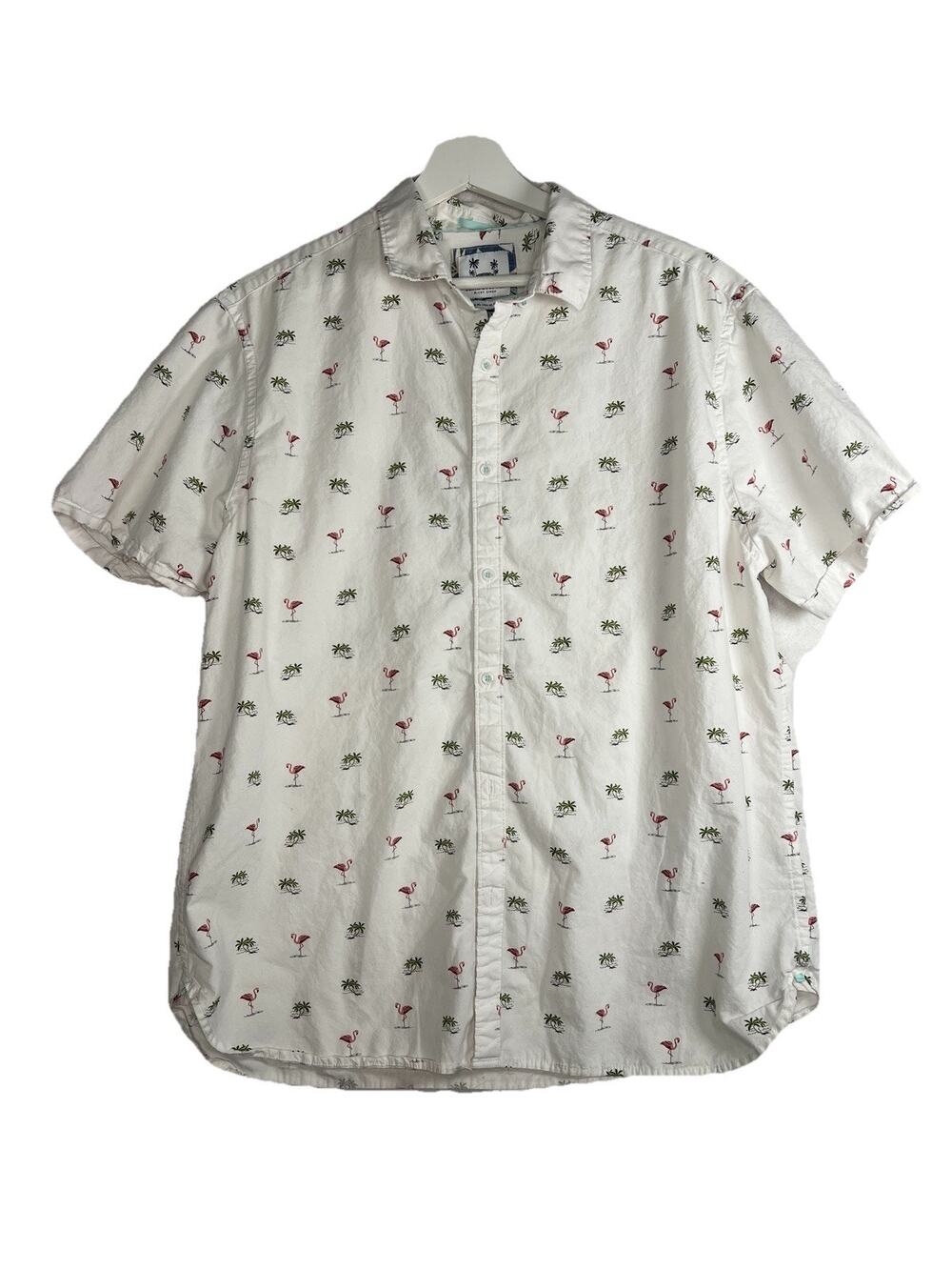 Denim & Flower Ricky Singh Men's XL Pink Flamingo Palm Tree Shirt